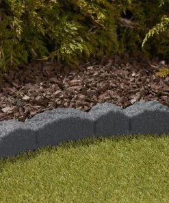 Rubberific 4-ft Gray Rubber Landscape Edging Section -Landscaping Online Outlet 11899099